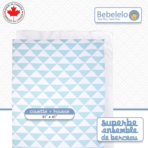 Bebelelo - Ensemble Literie - 5 Morceaux - Triangle bleu et blanc