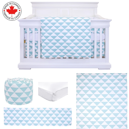 Bebelelo - Ensemble Literie - 5 Morceaux - Triangle bleu et blanc