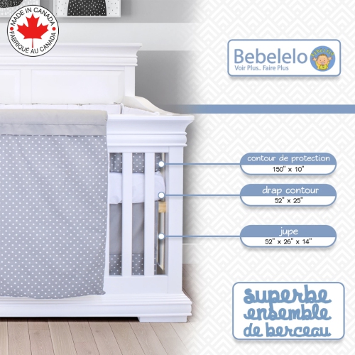 Bebelelo - Ensemble Literie - 5 Morceaux - Étoile sur fond gris