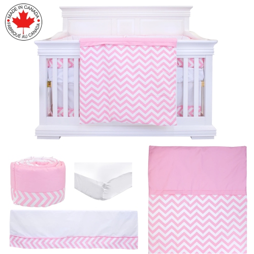 Lit de bébé Belelo - 5 pièces - chevrons roses