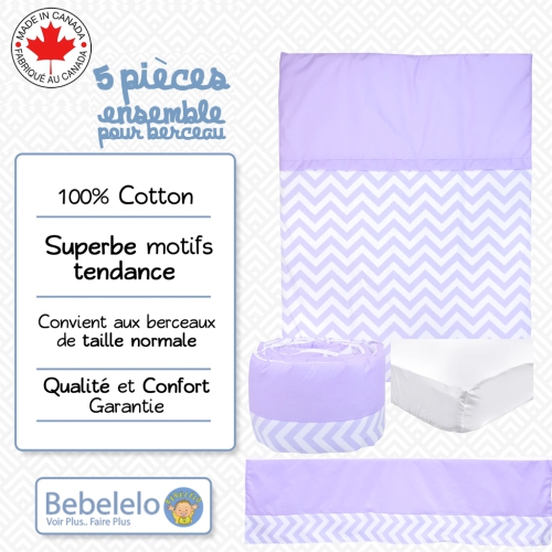 Lit de bébé Belelo - 5 pièces - Lilac Wave