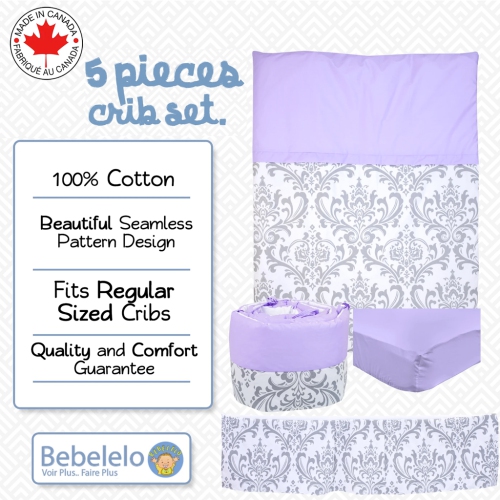 Bebelelo - 5 Pieces Bedding Set - Un mauve princesse