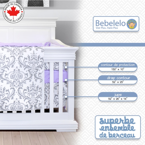 Bebelelo - 5 Pieces Bedding Set - Un mauve princesse