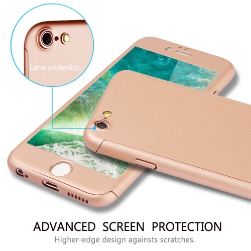 360 Degree Full Body Protection Frosted Case with Tempered Glass for iPhone 6 Plus / 6s Plus