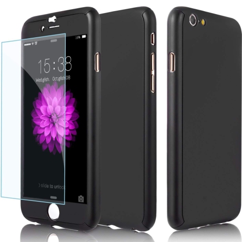 360 Degree Full Body Protection Frosted Case with Tempered Glass for iPhone 7 Plus / 8 Plus