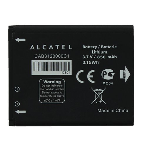 Alcatel batterie au lithium OEM de 3,7 V pour téléphone cellulaire 850 mAh QWERTY 3,15 Wh CAB3120000C1