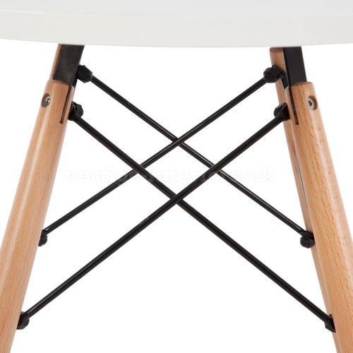 Nicer Furniture® Eames Style Dining Table with Wooden Legs- MDF Fiberboard Round Top 47" White