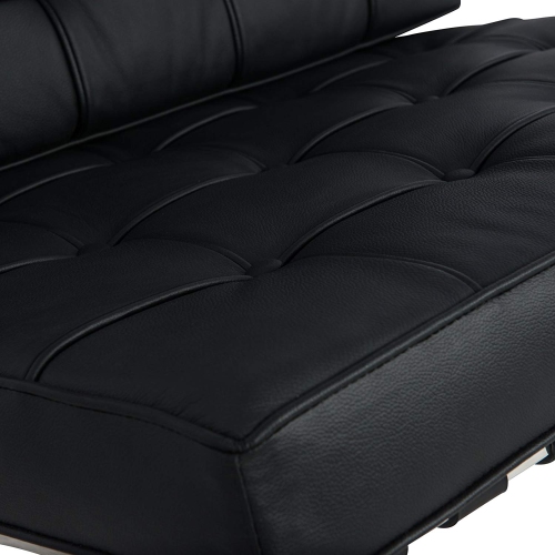 Nicer Furniture ® Barcelona Style Modern Pavilion Chair in Italian Leather with Stainless Steel Frame - Black