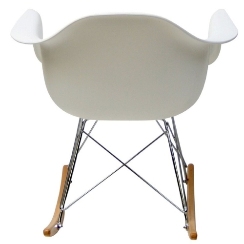 Nicer Furniture® Eames Style Molded Modern Plastic Rocking Armchair- White