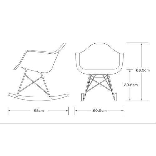 Nicer Furniture® Eames Style Molded Modern Plastic Rocking Armchair- White
