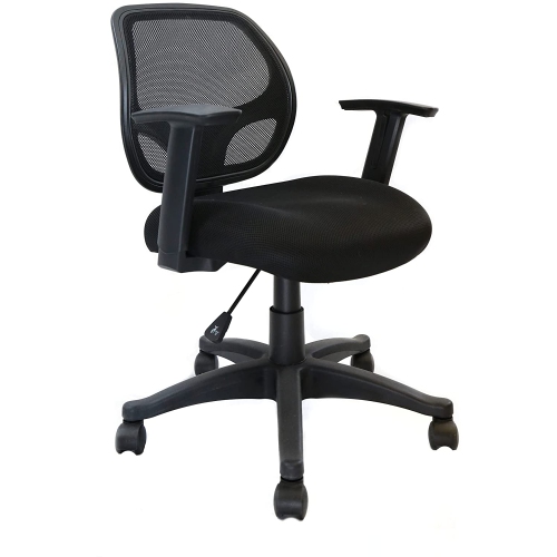 Nicer Furniture® chaise de bureau d'ordinateur en maille noire à dossier  mi-hauteur avec accoudoirs réglables