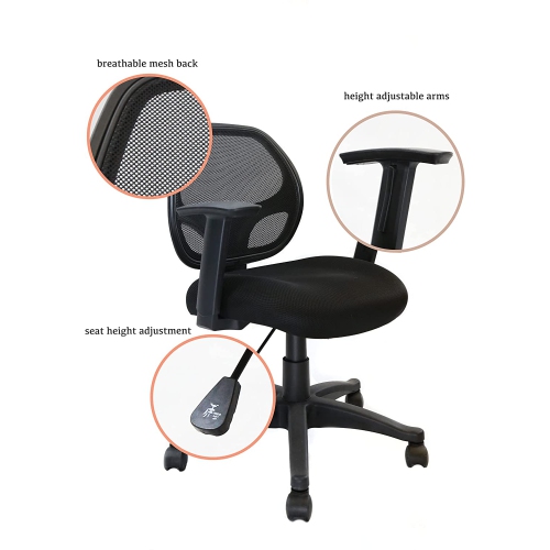 Nicer Furniture® Mid-Back Black Mesh Computer Task Desk Chair with Adjustable Arms