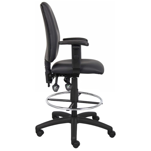 Nicer Furniture Multi-Function Task Drafting Chair, Polyurethane, Adjustable Arms