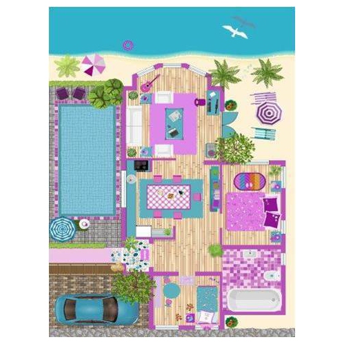 LA DOLE RUGS  Clay Doll House Flatweave Play Area Rug 7'10" X 10"5"