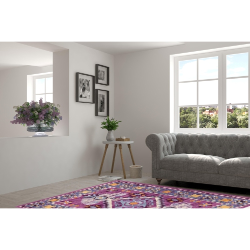 Aliyah Pink Geometric Traditional Flatweave Area Rug 6'6" x 9'6"