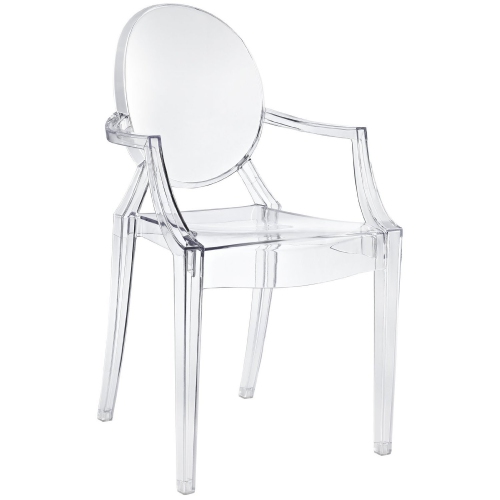 Nicer Furniture® Ensemble de 5 Philippe Starck Louis XVI Ghost Chair avec des armes en plastique polycarbonate transparent en cristal clair