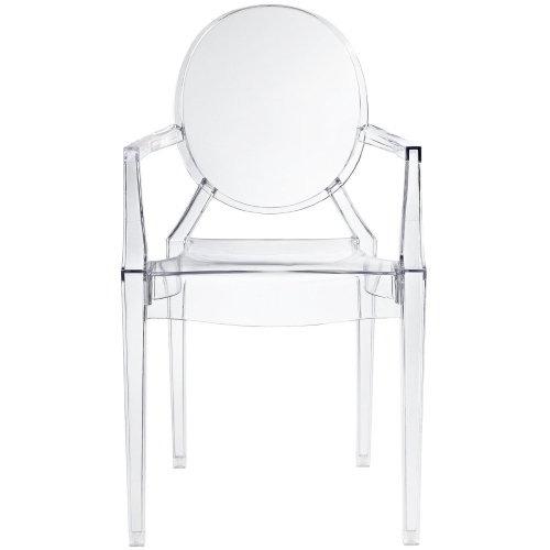 Nicer Furniture® Set of 5 Philippe Starck Louis XVI Ghost Chair with Arms Polycarbonate Plastic in Clear Transparent Crystal