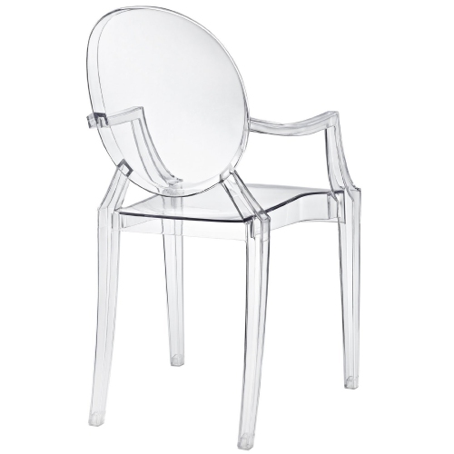 Nicer Furniture® Set of 5 Philippe Starck Louis XVI Ghost Chair with Arms Polycarbonate Plastic in Clear Transparent Crystal