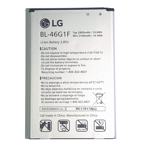 LG Cell Phone Battery BL-46G1F Li-ion Battery 2700mAh 10.8Wh 3.85V EAC63418207 YBY LG 2017 K20 Plus K20 V Harmony LV532GB