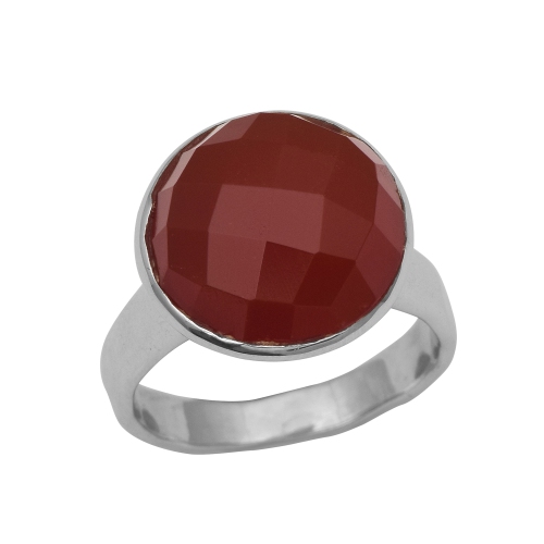 Red Onyx Sterling Silver hammer Ring