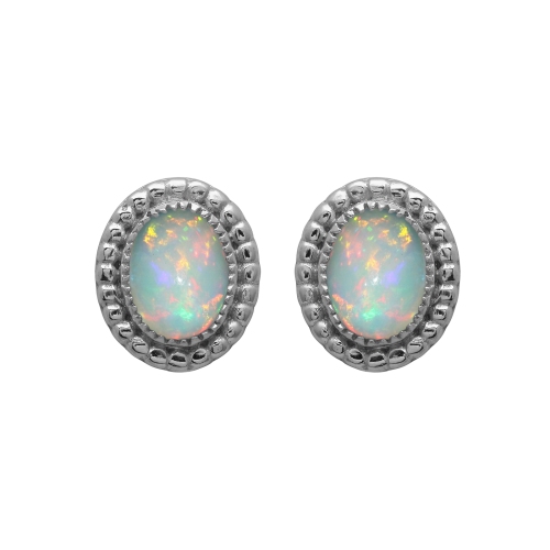 Ethopian Opal Sterling Silver Rhodium plated Earring