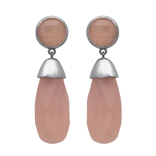 Rose Onyx Sterling Silver Drop earrings