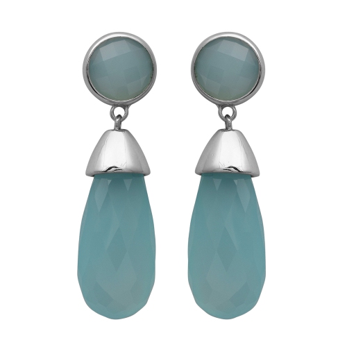 Aqua Chalcedony Sterling Silver Drop earrings