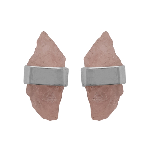 Rose Quartz Raw Gemstone Sterling Silver Earrings