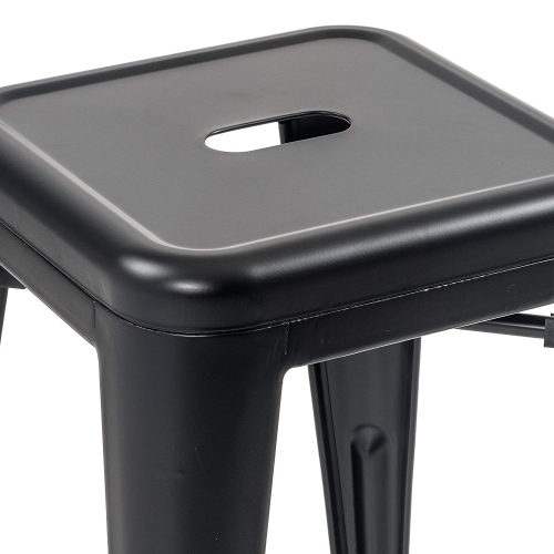 Duramex Set of 4 Black 24 Inch Counter Height Metal Bar Stools, Indoor/Outdoor, Stackable