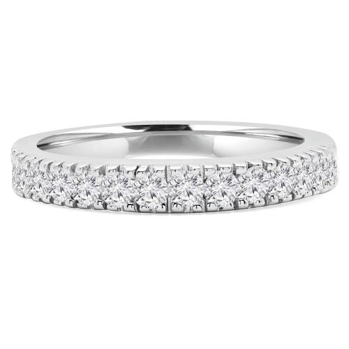 1/2 CTW Round Diamond Semi-Eternity Wedding Band Ring in 14K White Gold - Size 4 to 9