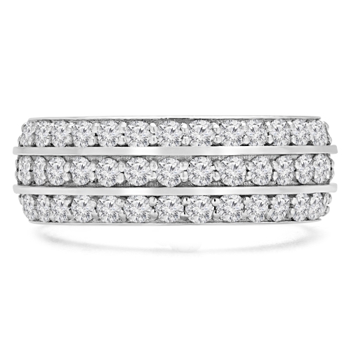 1 1/10 CTW Round Diamond Semi-Eternity Wedding Band Ring in 14K White Gold - Size 4 to 9