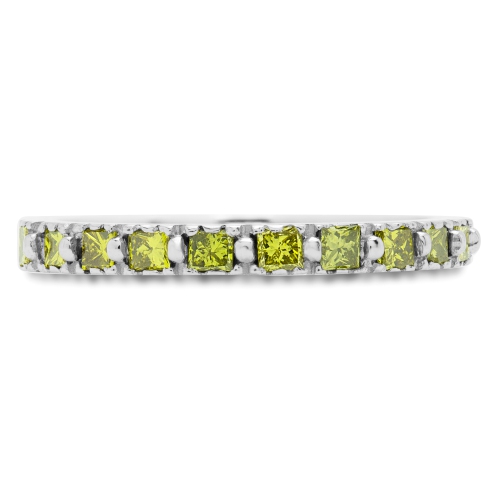 1/2 CTW Princess Canary Yellow Diamond Semi-Eternity Wedding Band Ring in 14K White Gold - Size 4 to 9