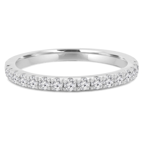 3/8 CTW Round Diamond Semi-Eternity Wedding Band Ring in 14K White Gold - Size 4 to 9