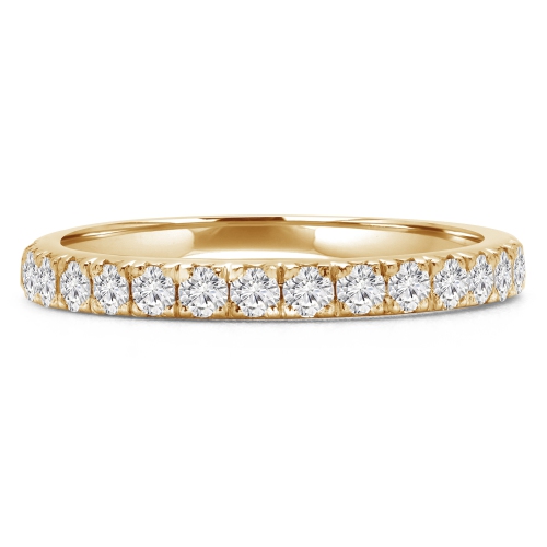2/3 CTW Round Diamond Semi-Eternity Wedding Band Ring in 14K Yellow Gold - Size 4 to 9