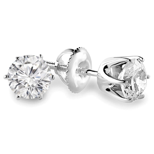 1/4 CTW Round Diamond 6-Prong Solitaire Stud Earrings in 14K White Gold