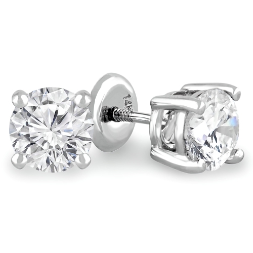 2/5 CTW Round Diamond 4-Prong Solitaire Stud Earrings in 14K White Gold