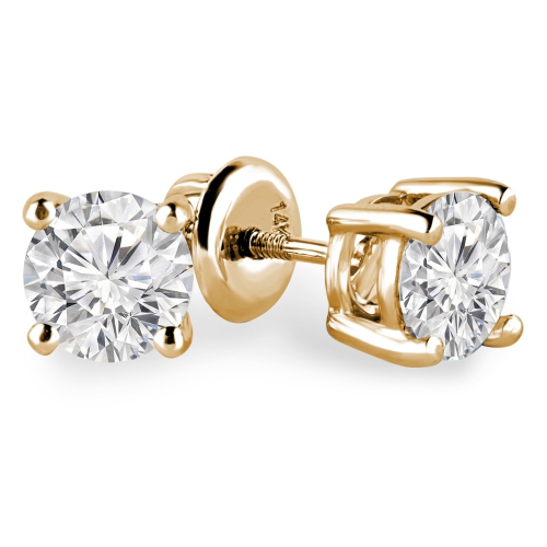 1/4 CTW Round Diamond 4-Prong Solitaire Stud Earrings in 14K Yellow Gold