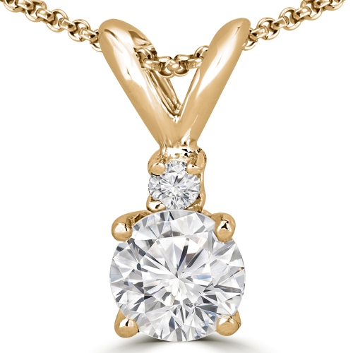 1/3 CTW Round Diamond Solitaire Pendant Necklace in 14K Yellow Gold