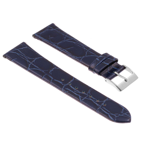 DASSARI Crocodile Embossed Leather Watch Band Strap - 16mm - Blue