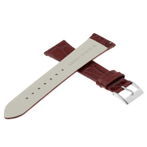 DASSARI Crocodile Embossed Leather Watch Band Strap - 18mm - Mahogany