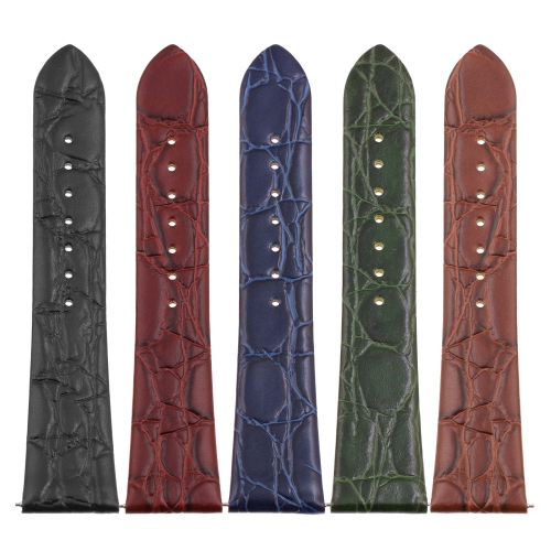 DASSARI Crocodile Embossed Leather Watch Band Strap - 18mm - Mahogany