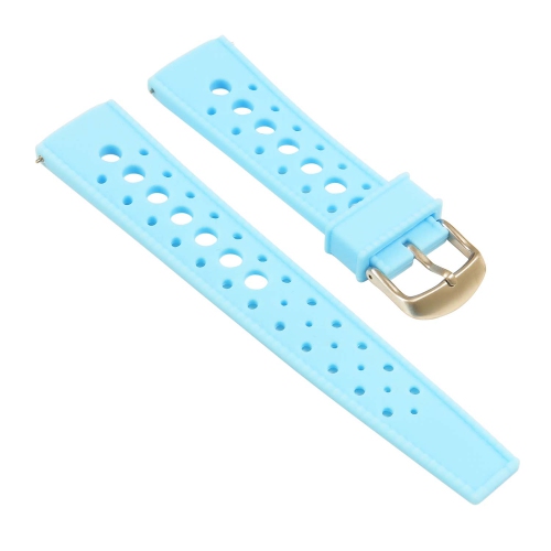 StrapsCo Retro Silicone Rubber Rally Dive Watch Band Strap - 18mm - Light Blue