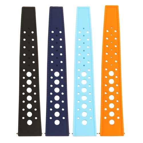 StrapsCo Retro Silicone Rubber Rally Dive Watch Band Strap - 18mm - Light Blue