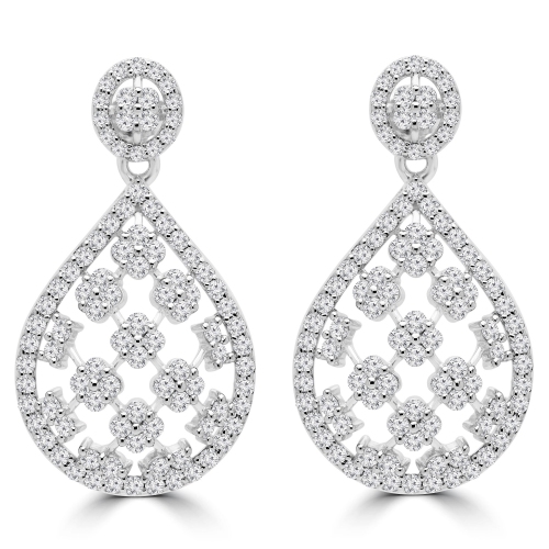 Boucles D'Oreilles en avec 2.47 CTW Diamant Blanc