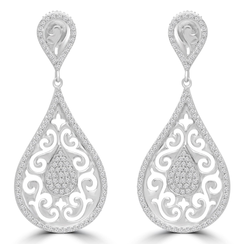 Boucles D'Oreilles en avec 0.54 CTW Diamant Blanc