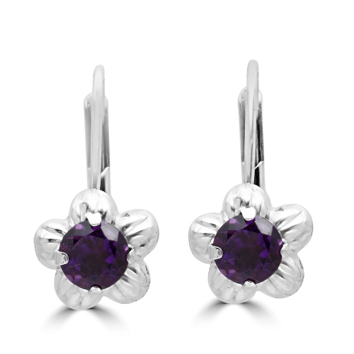 Boucles D'Oreilles en avec 0 CTW Améthyste Violet