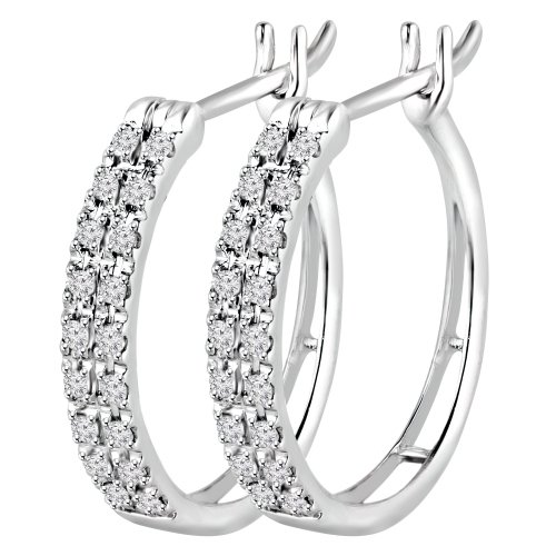 Boucles D'Oreilles en avec 0.24 CTW Diamant Blanc