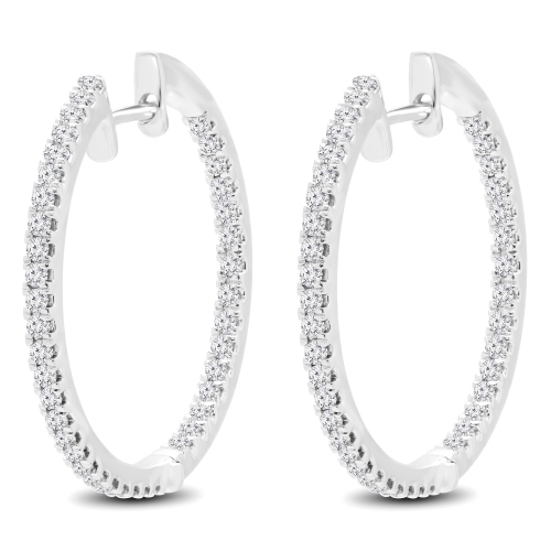 Boucles D'Oreilles en avec 0.75 CTW Diamant Blanc