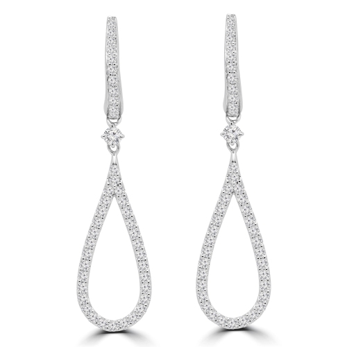 Boucles D'Oreilles en avec 0.9 CTW Diamant Blanc