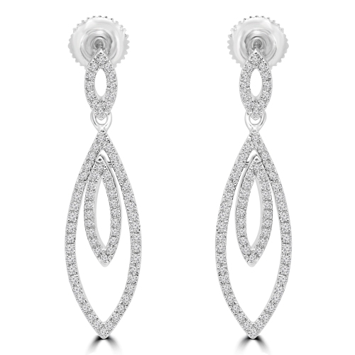 Boucles D'Oreilles en avec 0.33 CTW Diamant Blanc